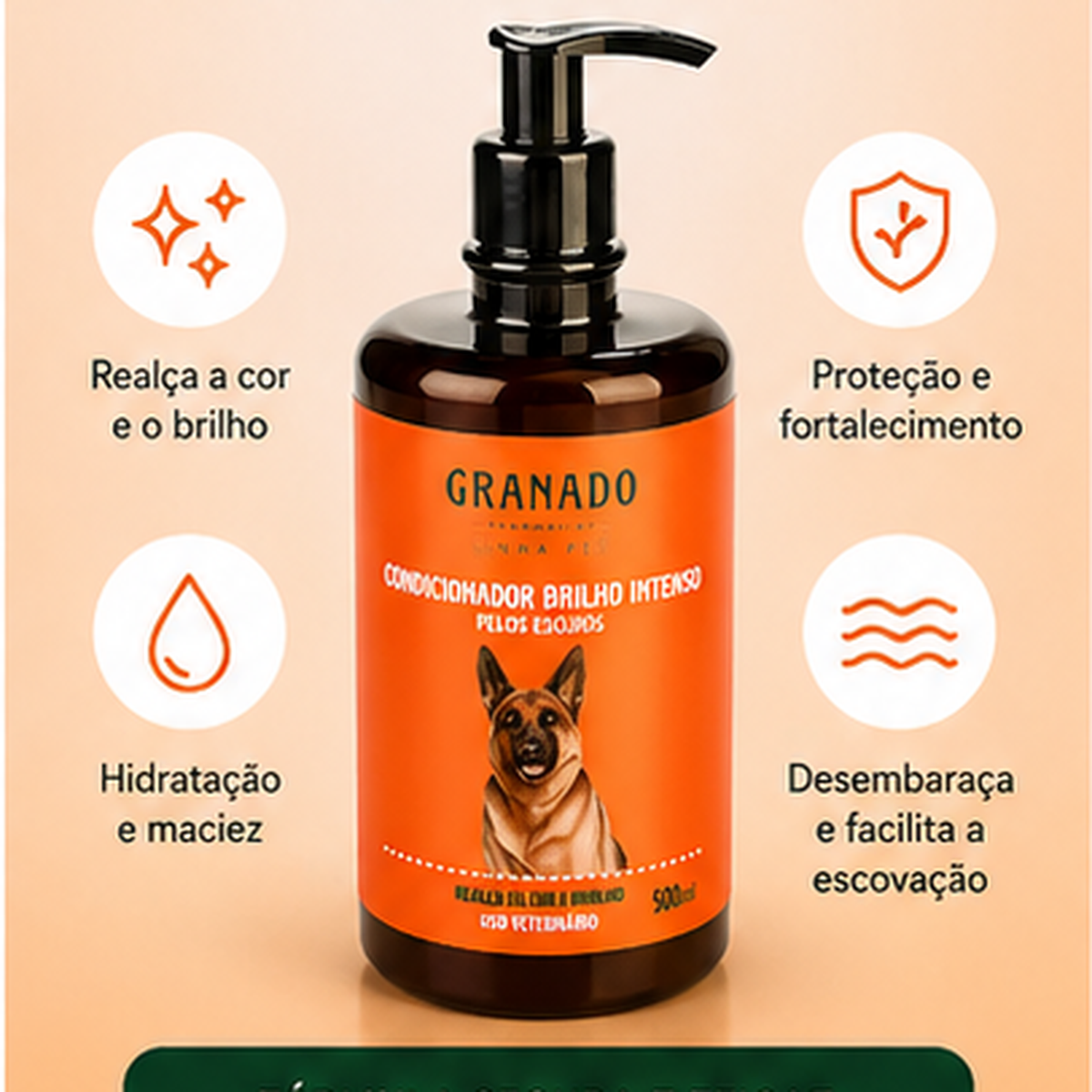 Condicionador Granado Pet Brilho Intenso Pelos Escuros 500ml