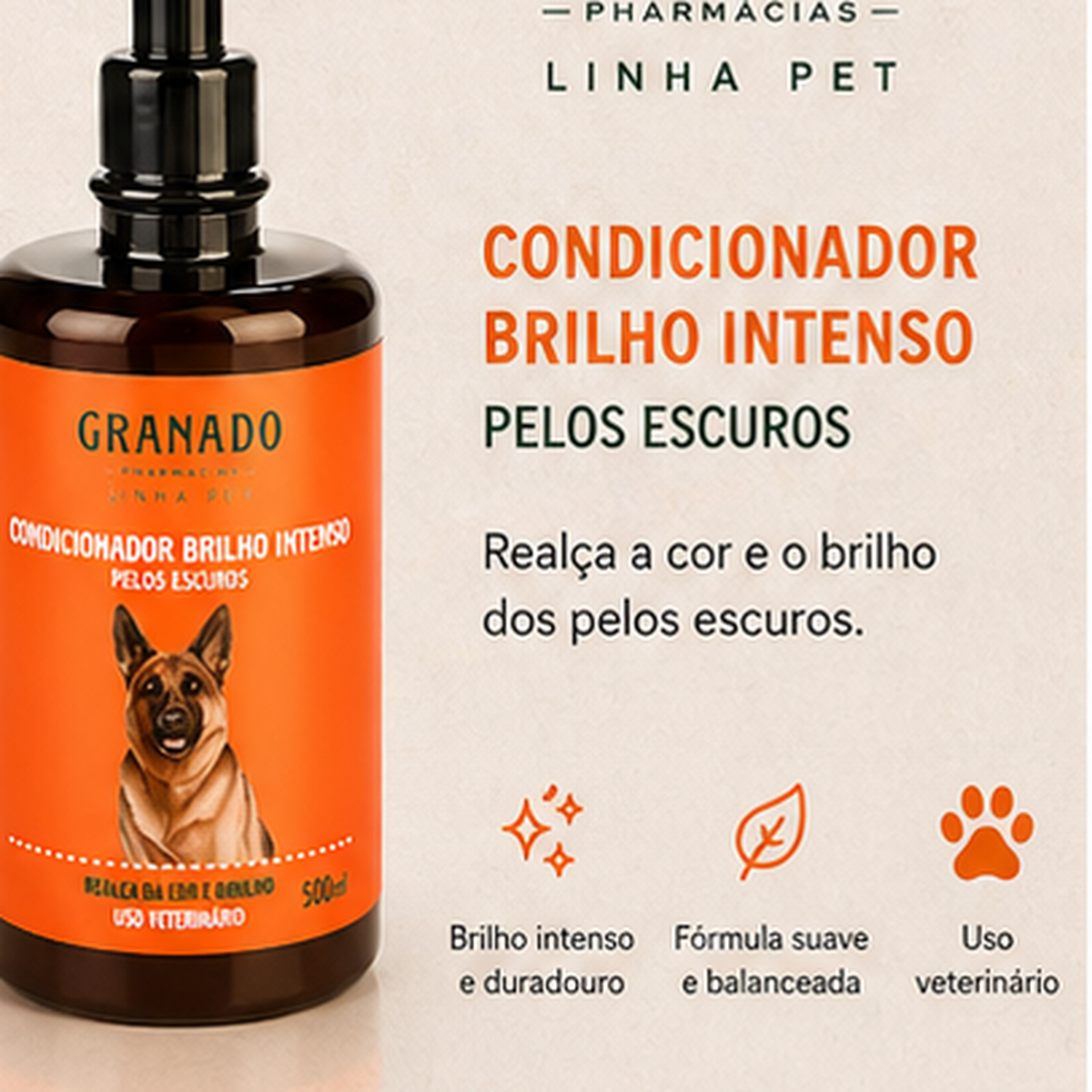 Condicionador Granado Pet Brilho Intenso Pelos Escuros 500ml