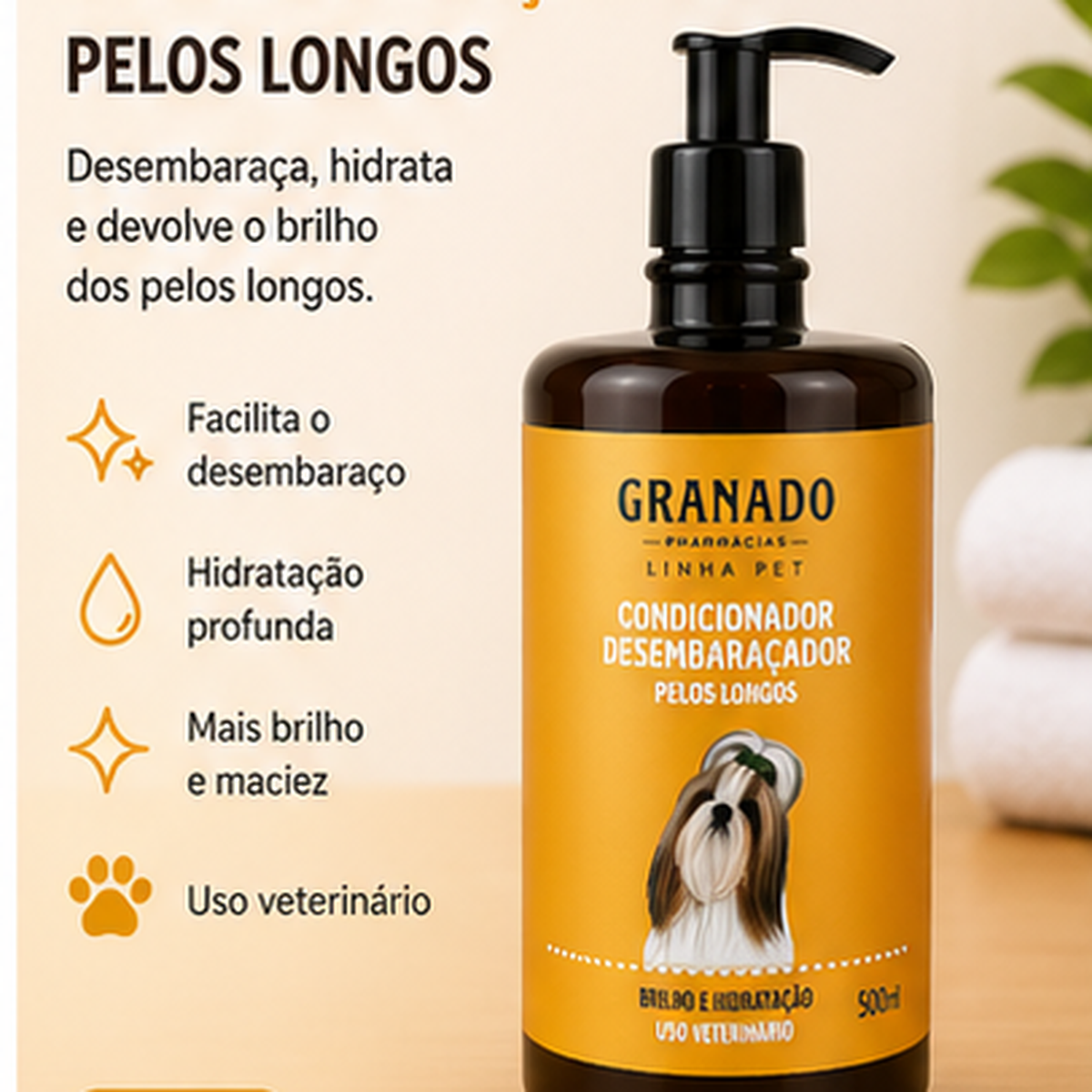 Condicionador Pet Granado Desembaraçador Pelos Longos 500ml
