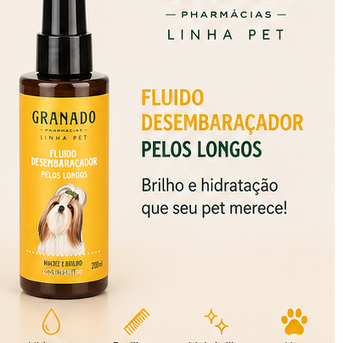 Fluido Desembaraçador Tira Nós Granado Pet Cães E Gato 200ml