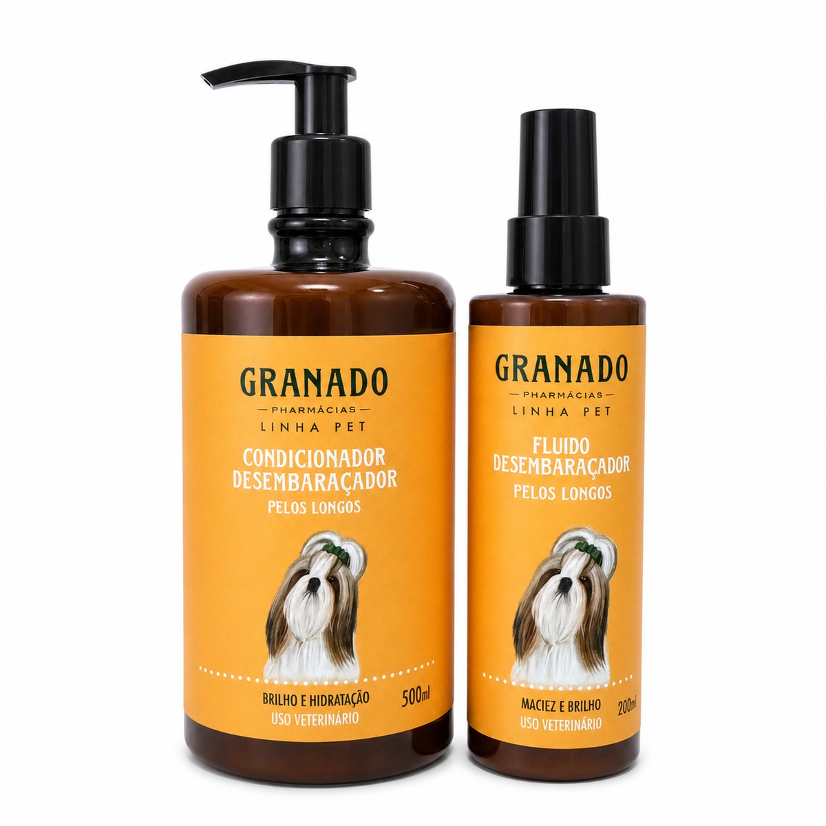 Kit Granado Pet Pelos Longos Condicionador 500ml + Fluido Desembaraçador 200ml