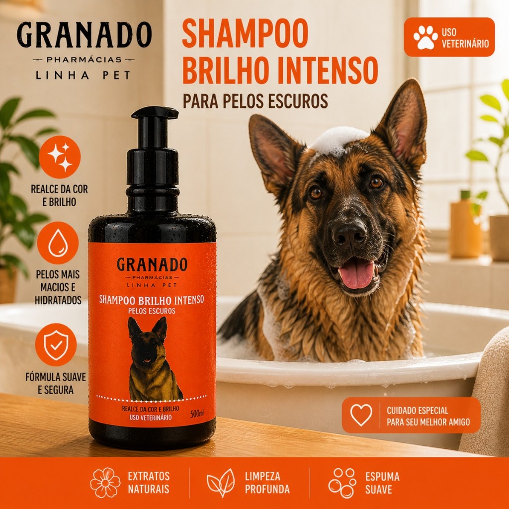 Shampoo Granado Pet 500ml - Pelos Escuros