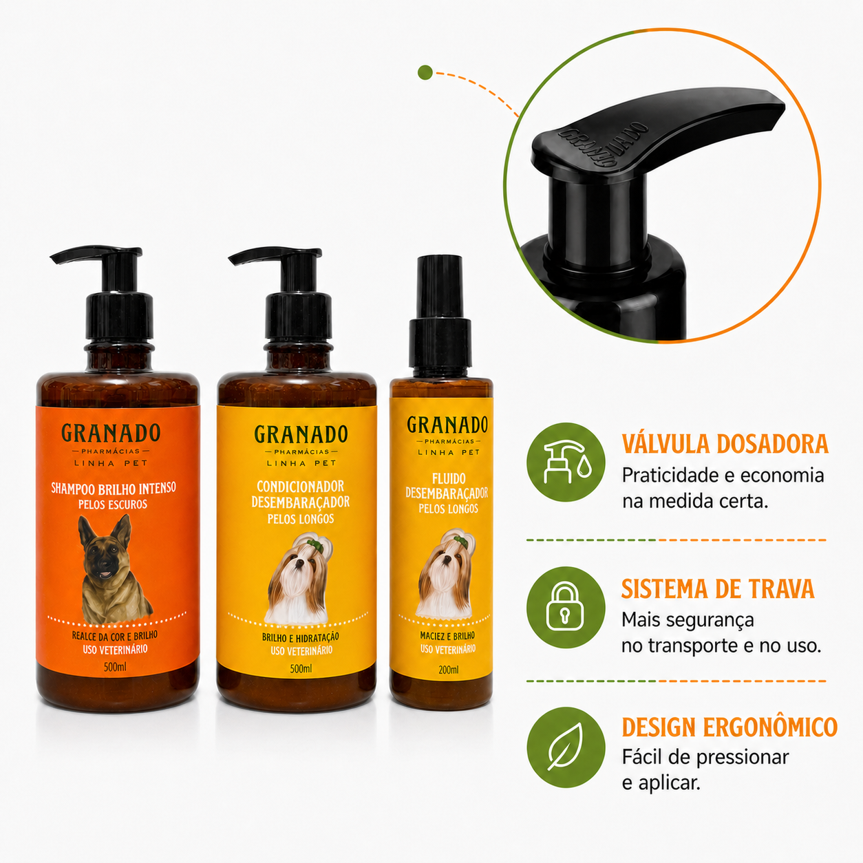 Shampoo Pet Pelo Escuro Condicionador Fluido Desembaraçador