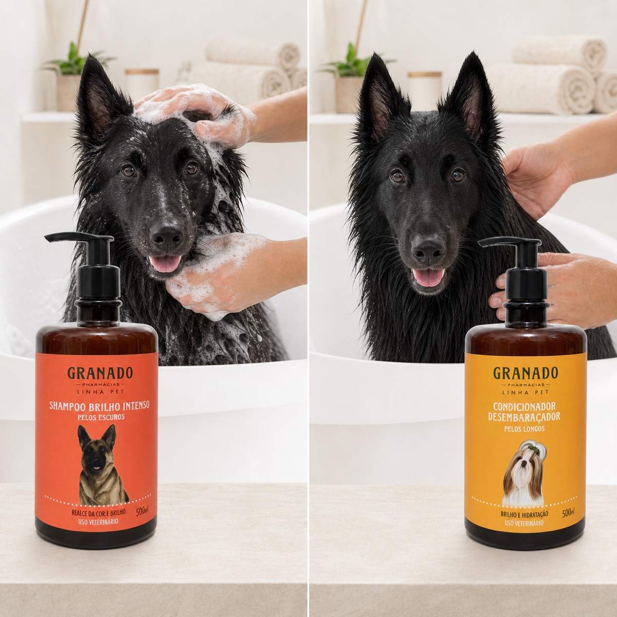 Shampoo Pet Pelos Escuros E Condicionador Desembaraçador