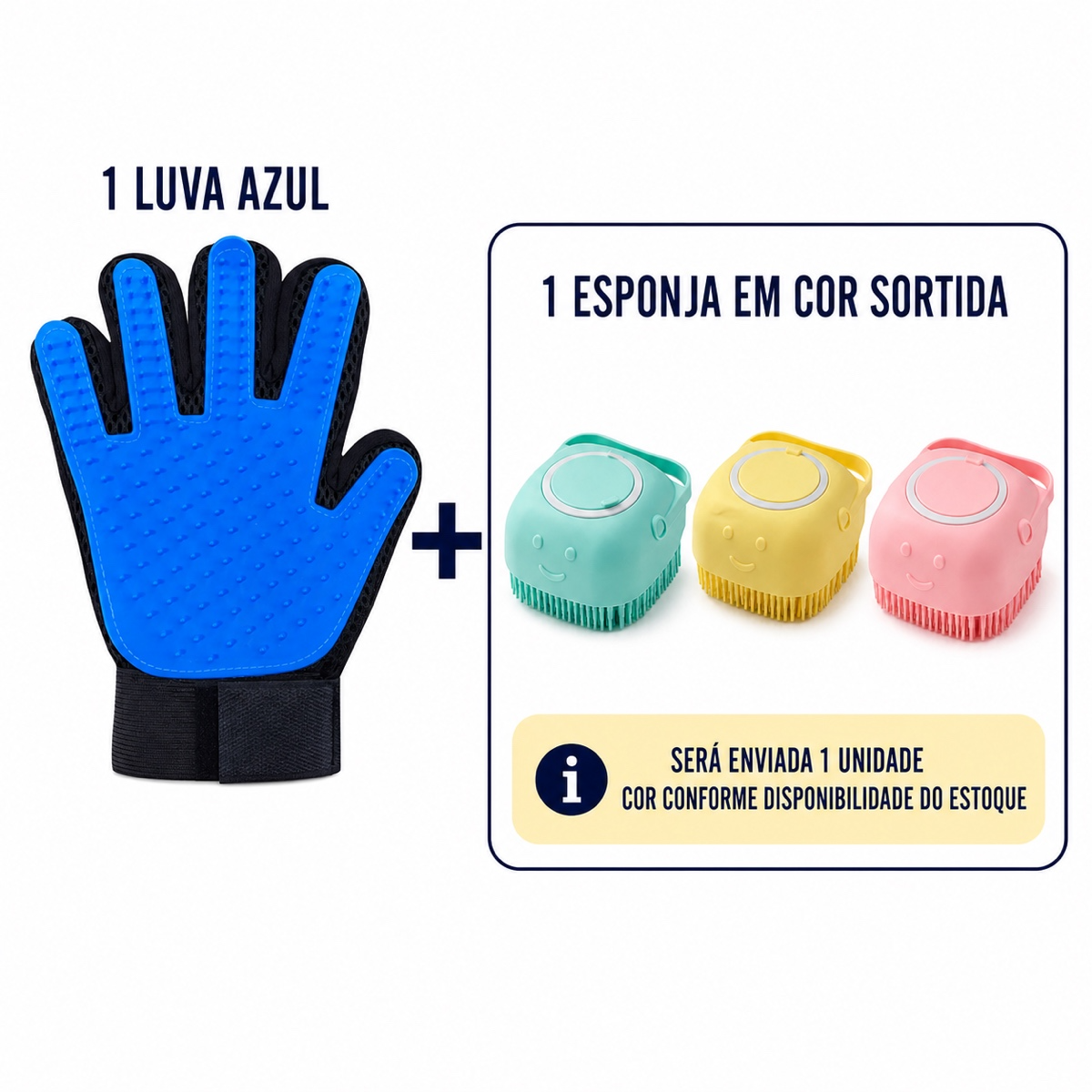Kit Banho Pet com Luva Tira Pelos + Esponja com Dispenser