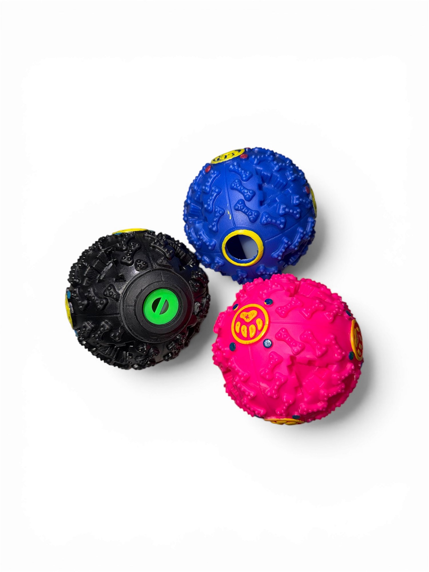 Kit 3 Bolas Interativas Petisqueiras com Som para Cães M 9 cm