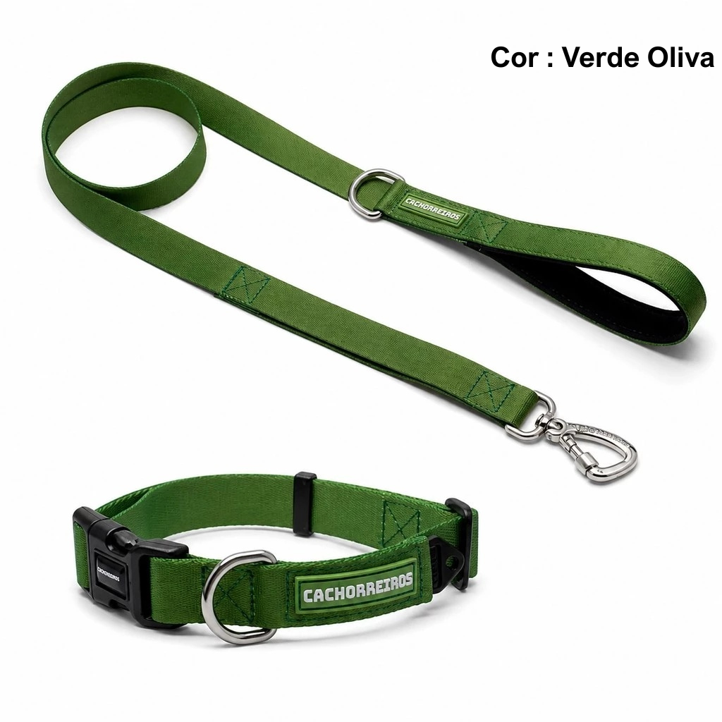 Kit Passeio Essencial Cachorreiros® para Cachorro com Coleira + Guia