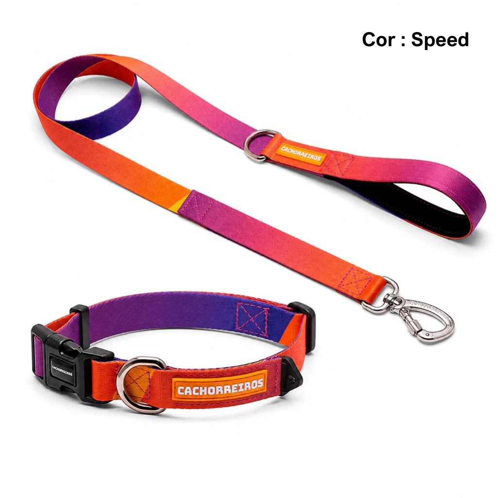 Kit Passeio Essencial Cachorreiros® para Cachorro com Coleira + Guia