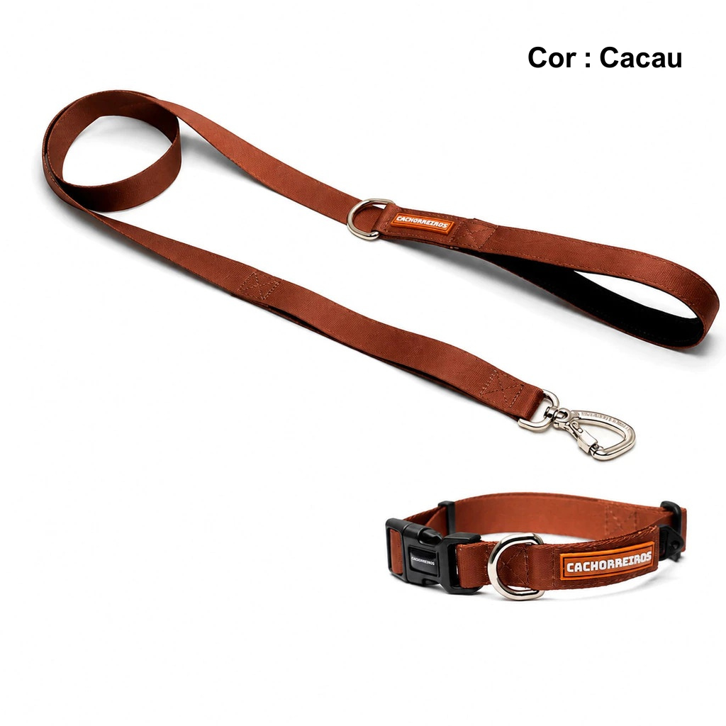 Kit Passeio Essencial Cachorreiros® para Cachorro com Coleira + Guia