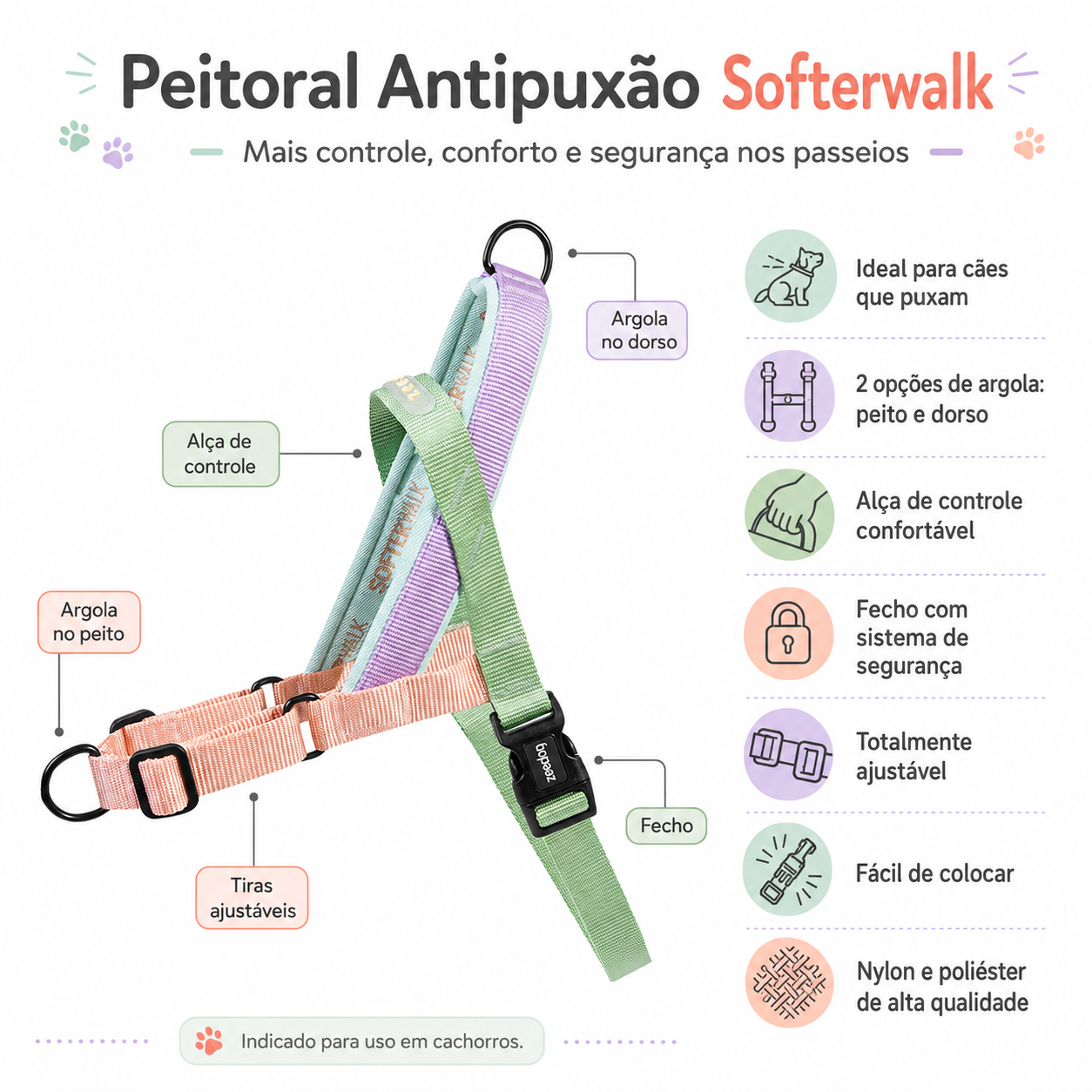 Peitoral Antipuxão para Cachorro Zee.Dog SofterWalk