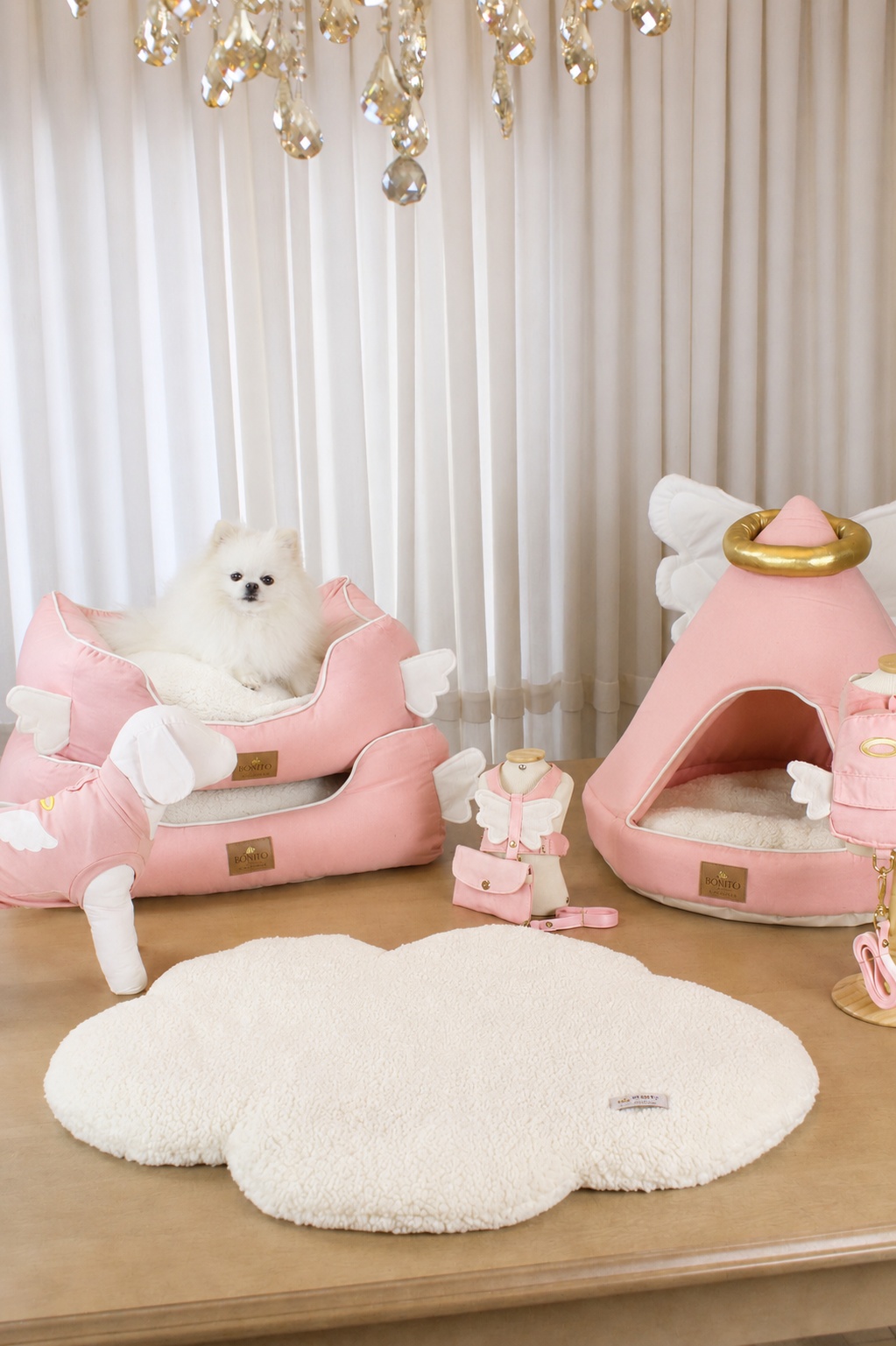 Cama Pet Linho e Sherpa Elegance Anjinho