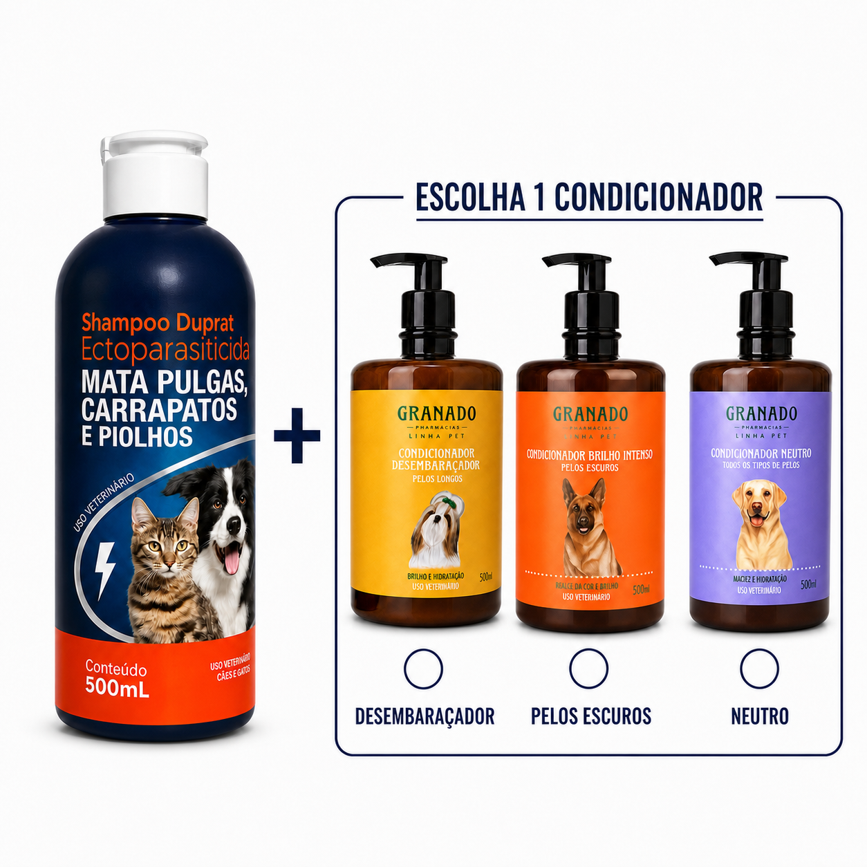 Kit Shampoo Antipulgas Duprat + Condicionador Granado Pet 500ml