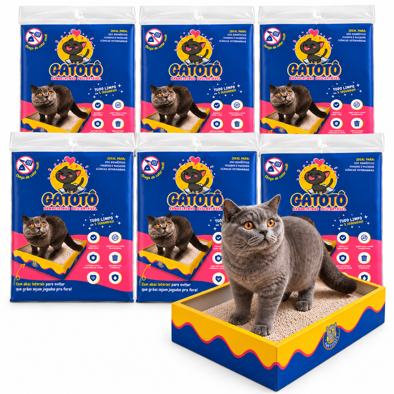 Kit Caixa de Areia para Gatos Descartável CatMyPet Gatotô