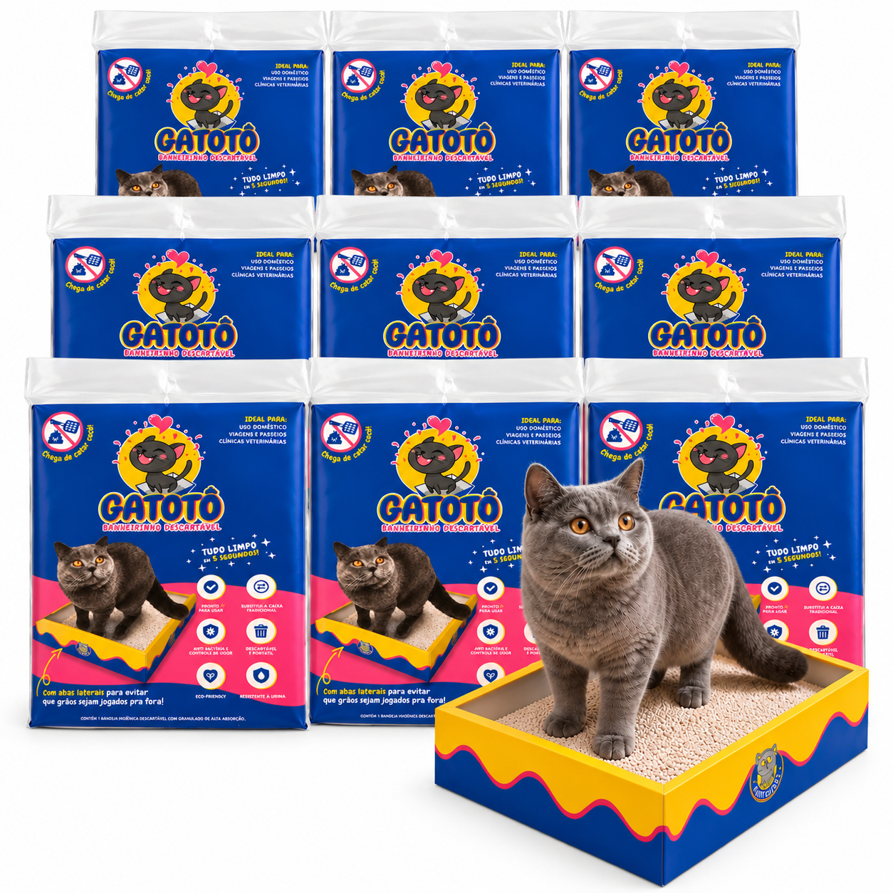 Kit Caixa de Areia para Gatos Descartável CatMyPet Gatotô