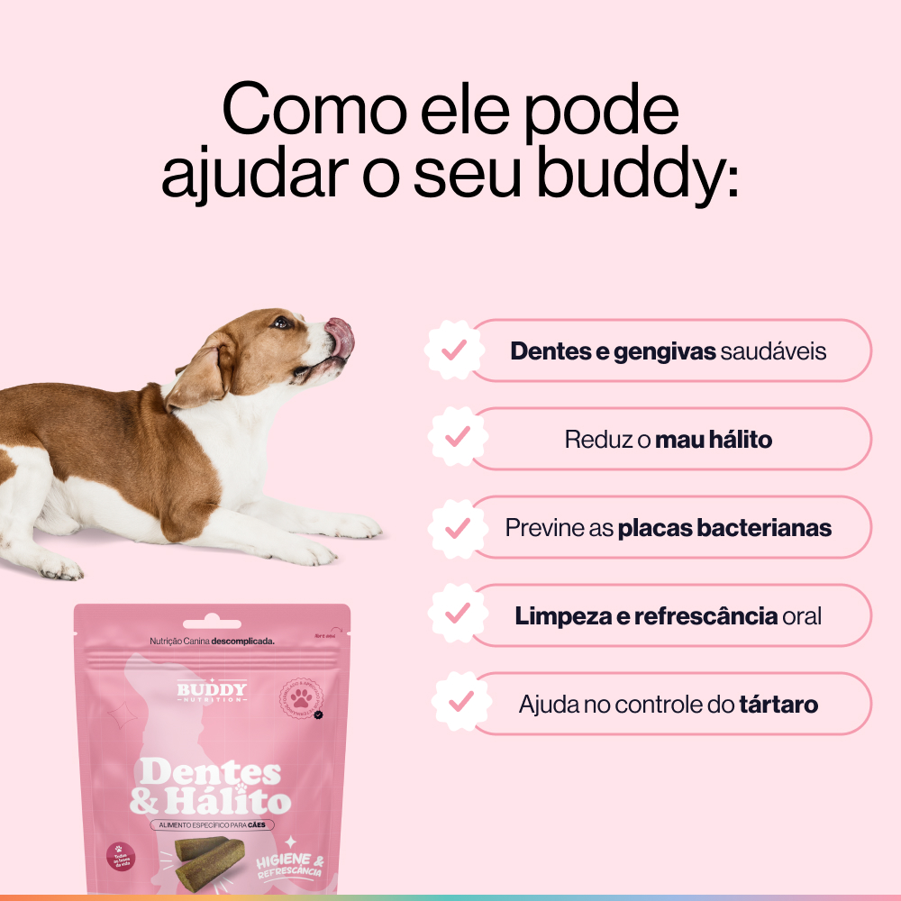Dentes & Hálito - Cuidado Oral Para Cães - Buddy Nutrition