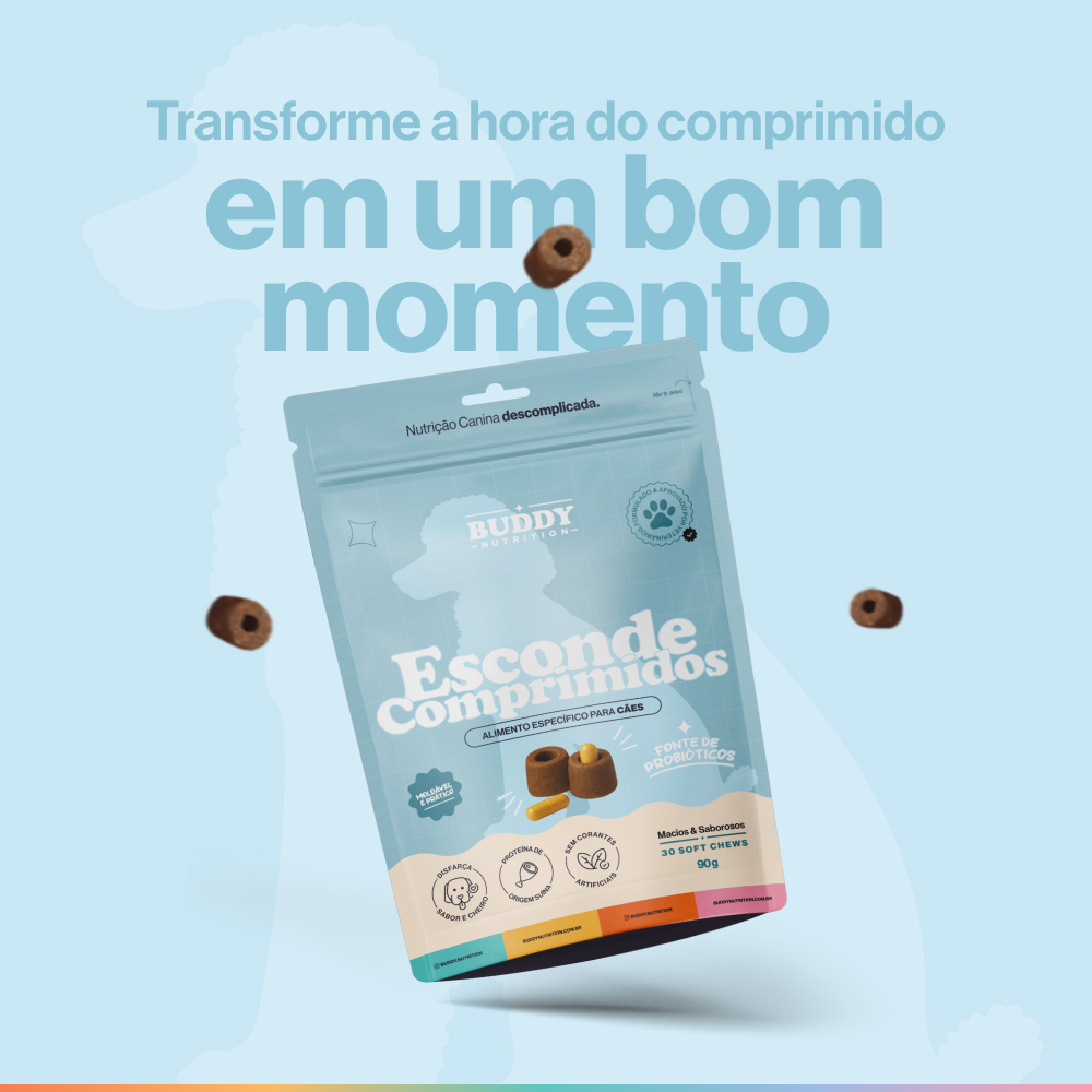 Esconde Comprimidos Buddy Nutrition Petisco 30 Tabletes Macios