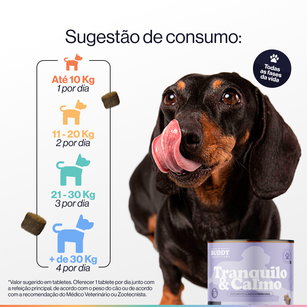 Suplemento Tranquilo & Calmo para Cães Buddy Nutrition com Triptofano e PEA