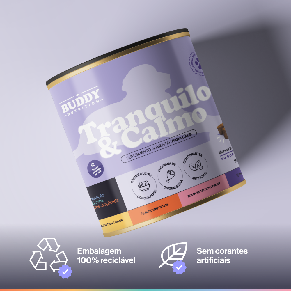 Suplemento Tranquilo & Calmo para Cães Buddy Nutrition com Triptofano e PEA