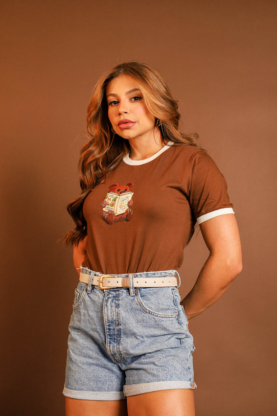 Tshirt Bicolor Ursinho Livro Lendas Da Floresta Aplicação