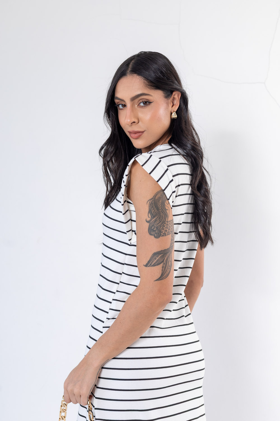 Vestido Midi Muscle Risca De Giz Off