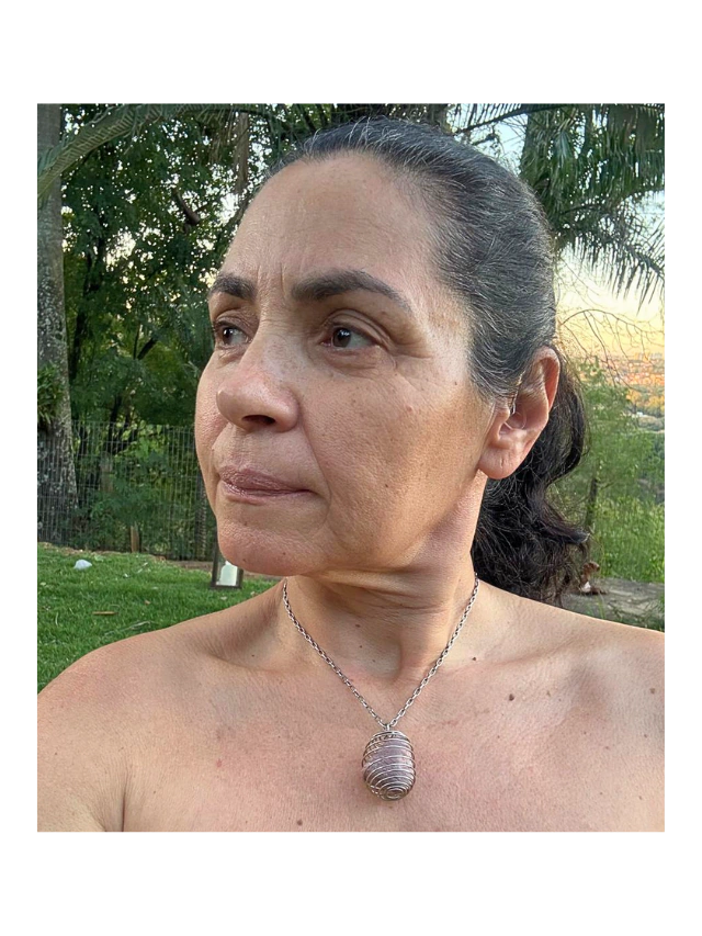 Folhelho Púrpura Corumbataí Triângulo | Colar Difusor Aço Inóx