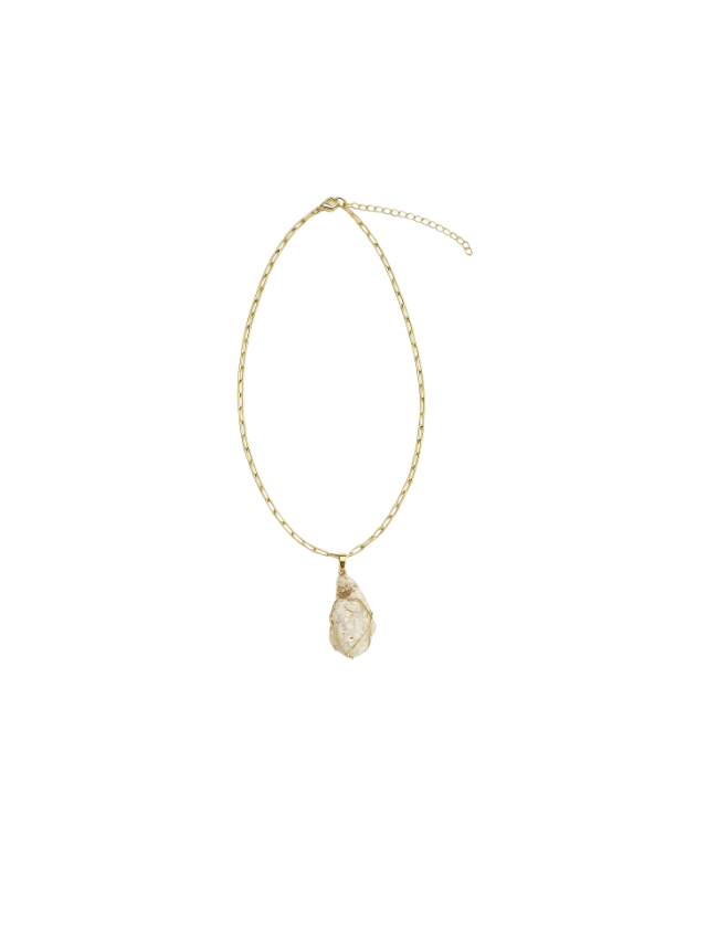 Jaspe Coquina Cristal Natural Polido Alambrismo Colar Dourado Aromaterapia