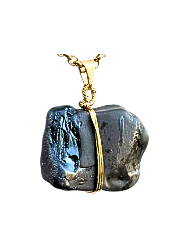 Flintstone Sílex Negro Chocolate EXTRA | Colar Ouro 18k