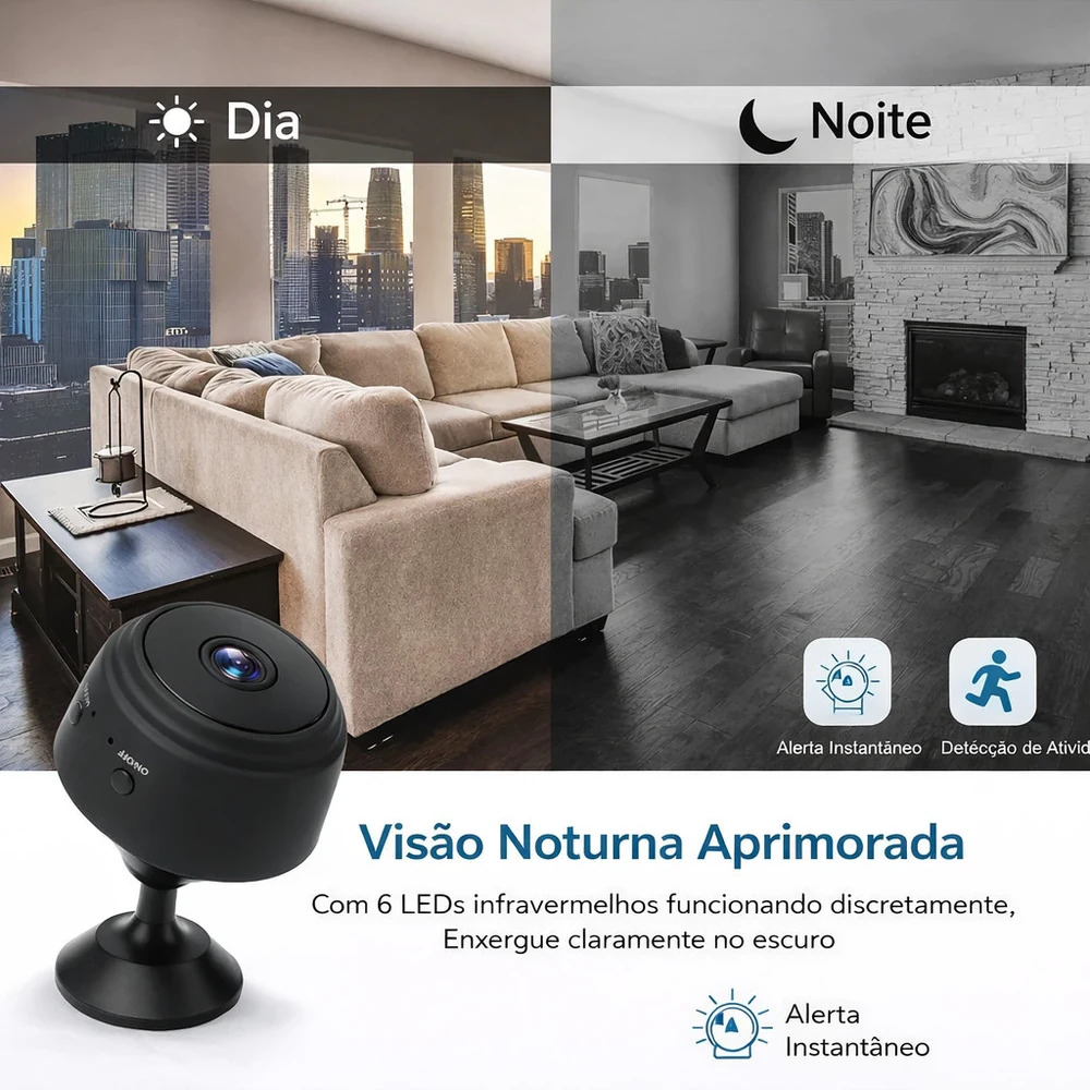 Mini Câmera A9 WiFi HD 1080P com Visão Noturna para Segurança e Vigilância