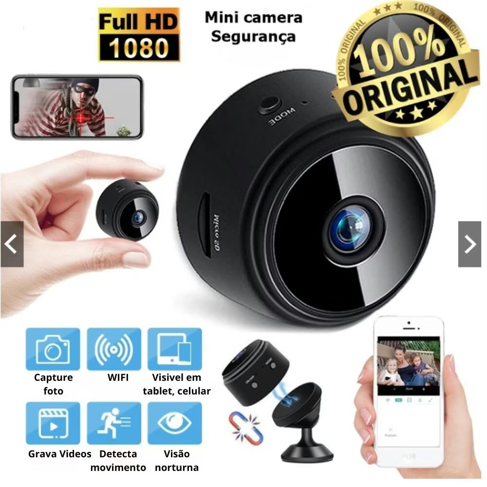 Mini Câmera A9 WiFi HD 1080P com Visão Noturna para Segurança e Vigilância