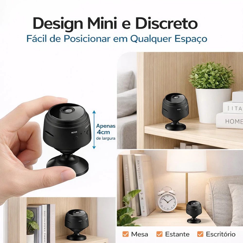 Mini Câmera A9 WiFi HD 1080P com Visão Noturna para Segurança e Vigilância