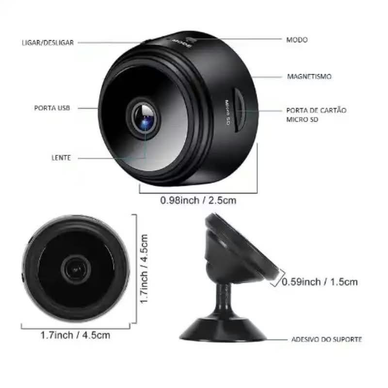 Mini Câmera A9 WiFi HD 1080P com Visão Noturna para Segurança e Vigilância