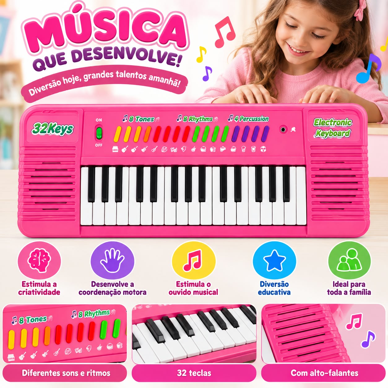 Teclado Musical Infantil 32 Teclas