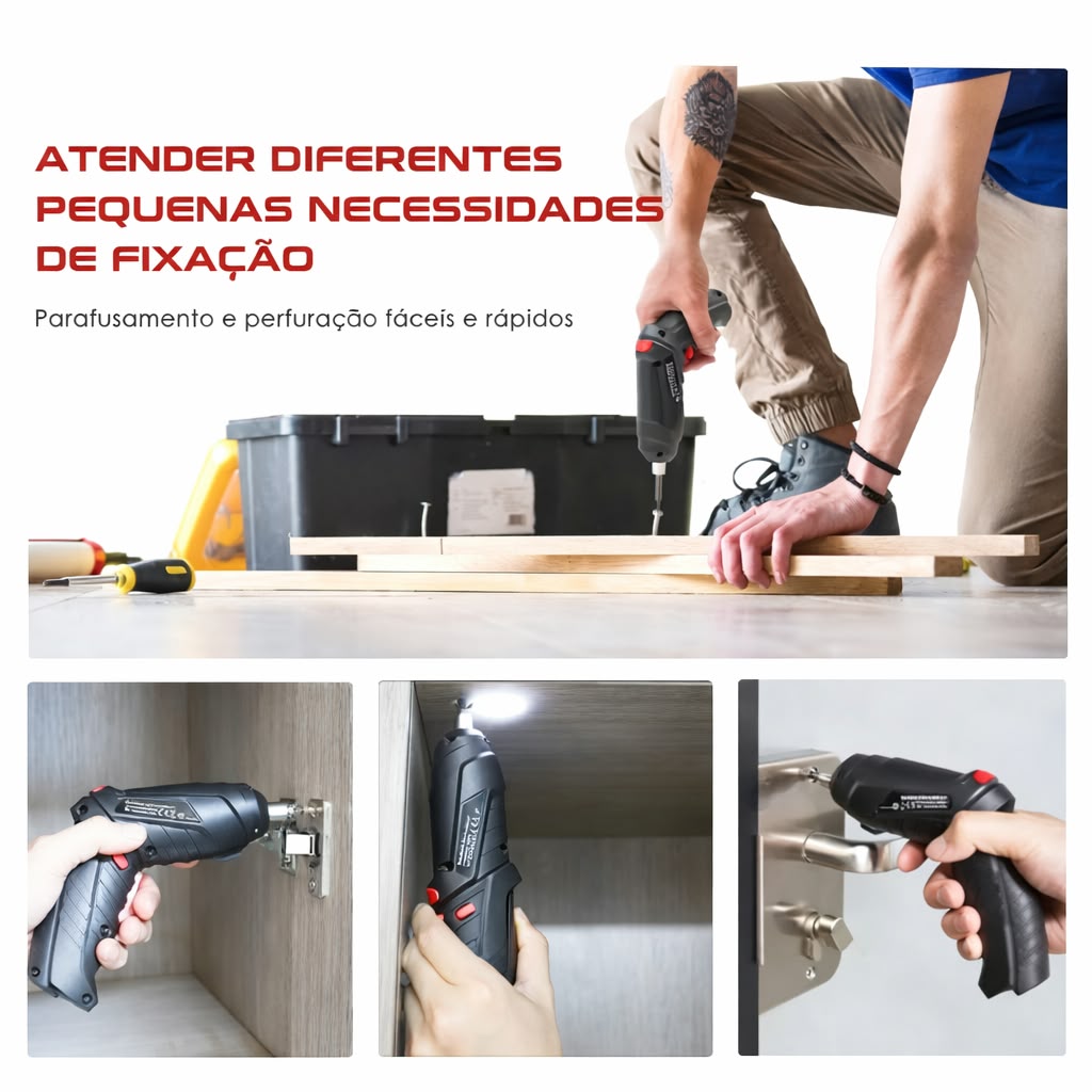Parafusadeira Elétrica Recarregável Articulável