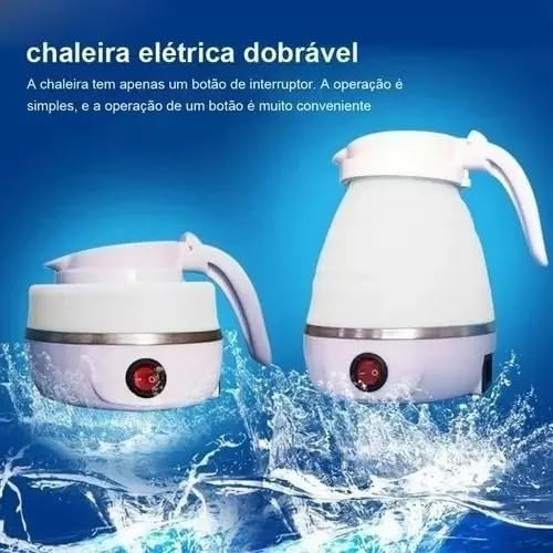 Chaleira Elétrica 600ml Silicone Dobrável Viagem 110v