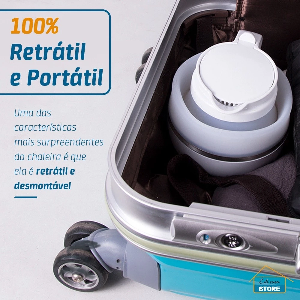 Chaleira Elétrica 600ml Silicone Dobrável Viagem 110v