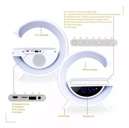 Luminaria G-Speaker Multifuncional Smart Station Led Caixa De Som Relógio - Branco