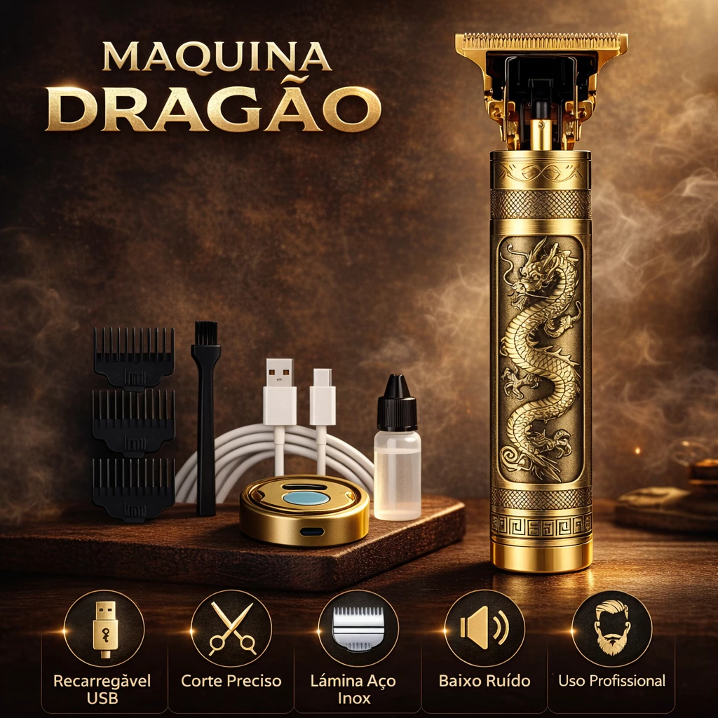 Máquina de Barbear e Cortar Cabelo Profissional Recarregável