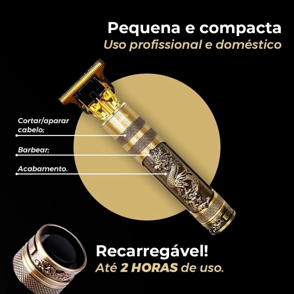 Máquina de Barbear e Cortar Cabelo Profissional Recarregável