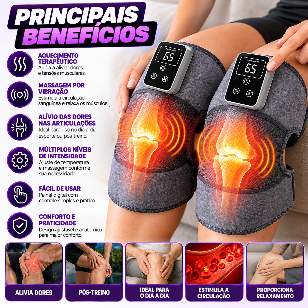 Massageador Elétrico para Joelhos com Vibração