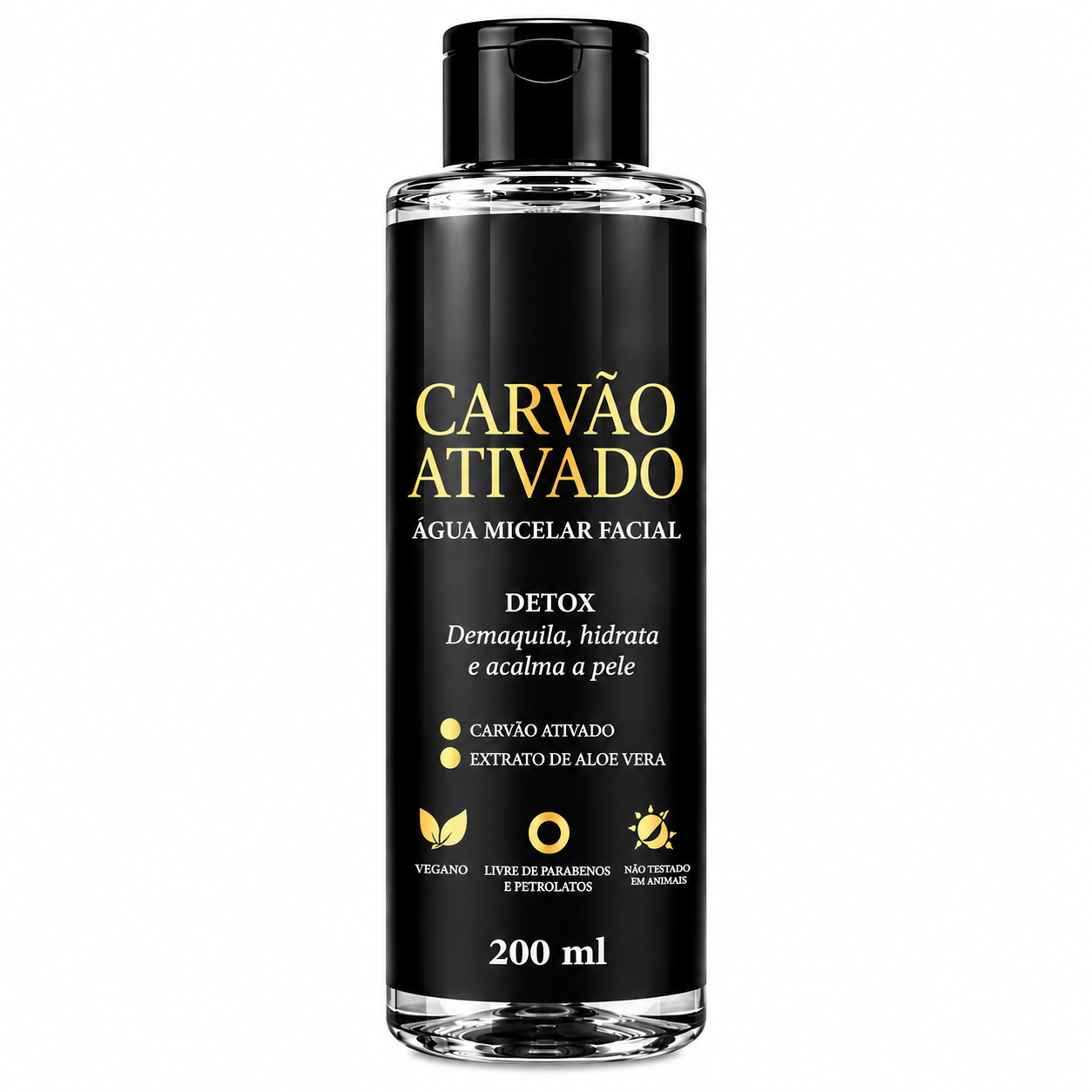 Água Micelar Facial Carvão Ativado Detox 200ml