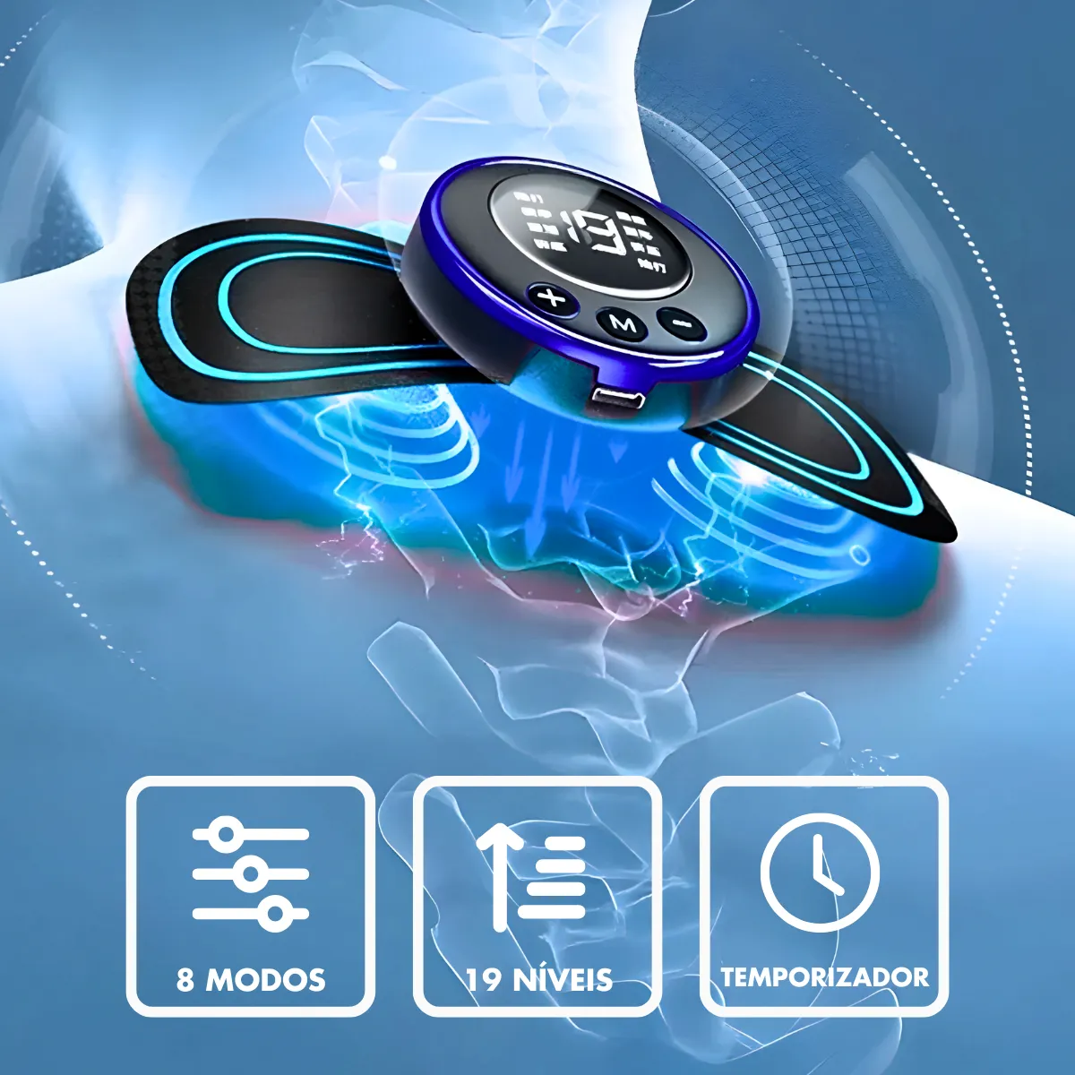 Massageador Elétrico Cervical Eletroterapia EMS Pescoço Pernas