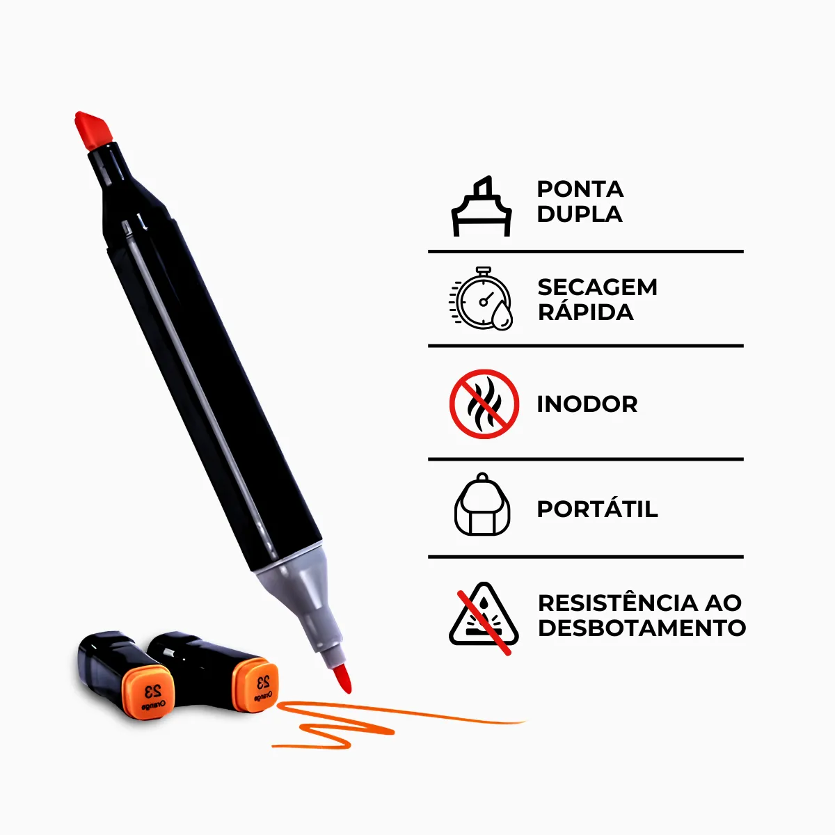 Conjunto De Canetas Marcador Permanente Ponta Dupla 80 Cores