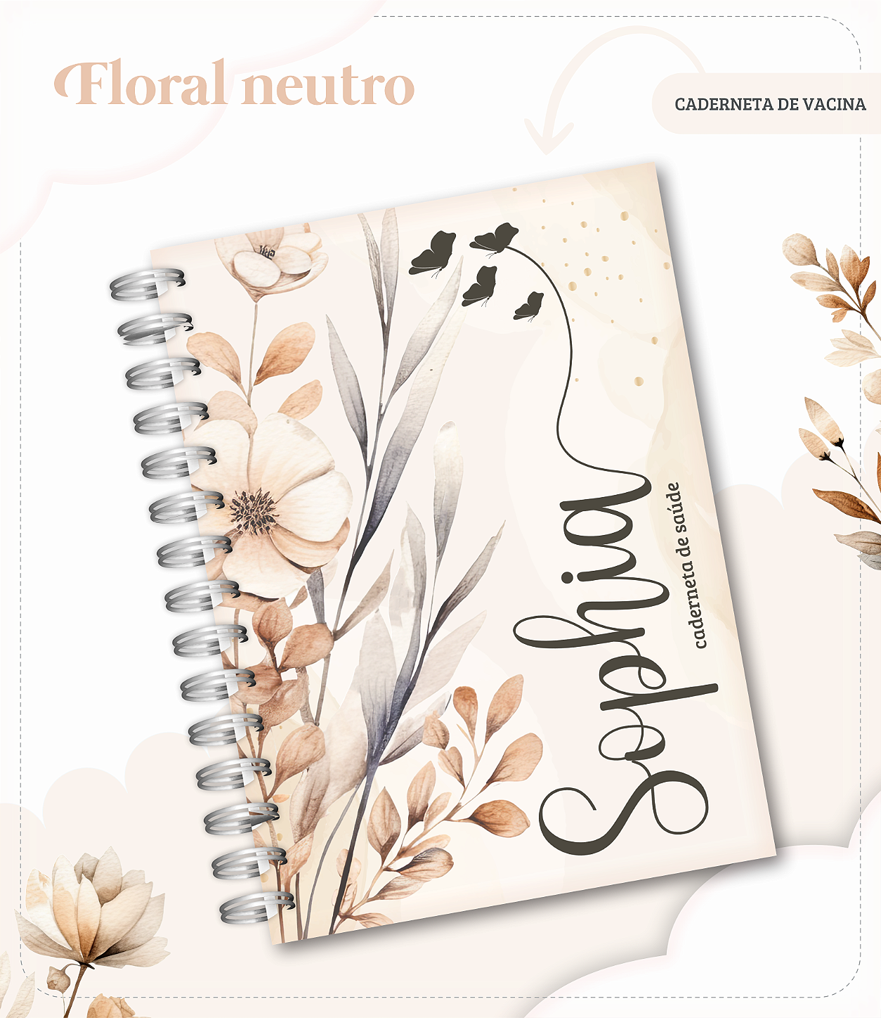 Caderneta de Vacina floral 20Personalizada