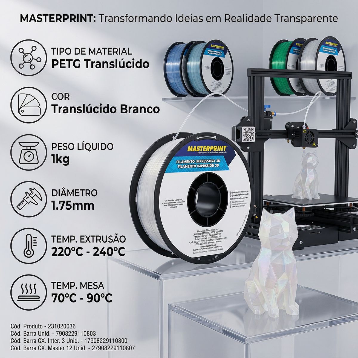 MP FILAMENTO IMPRESSORA 3D IMPRESSÃO - PETG