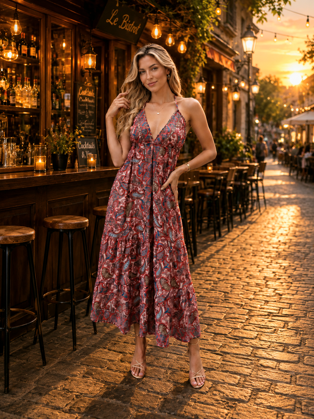 Vestido em seda frente única