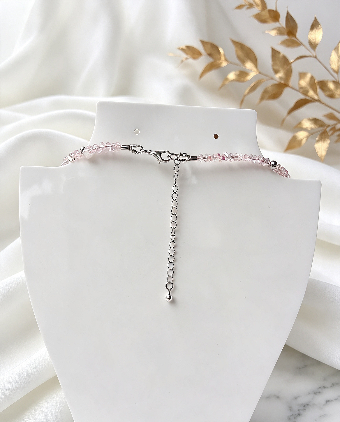 Colar de cristal áurea lascas - Rosa Irizado