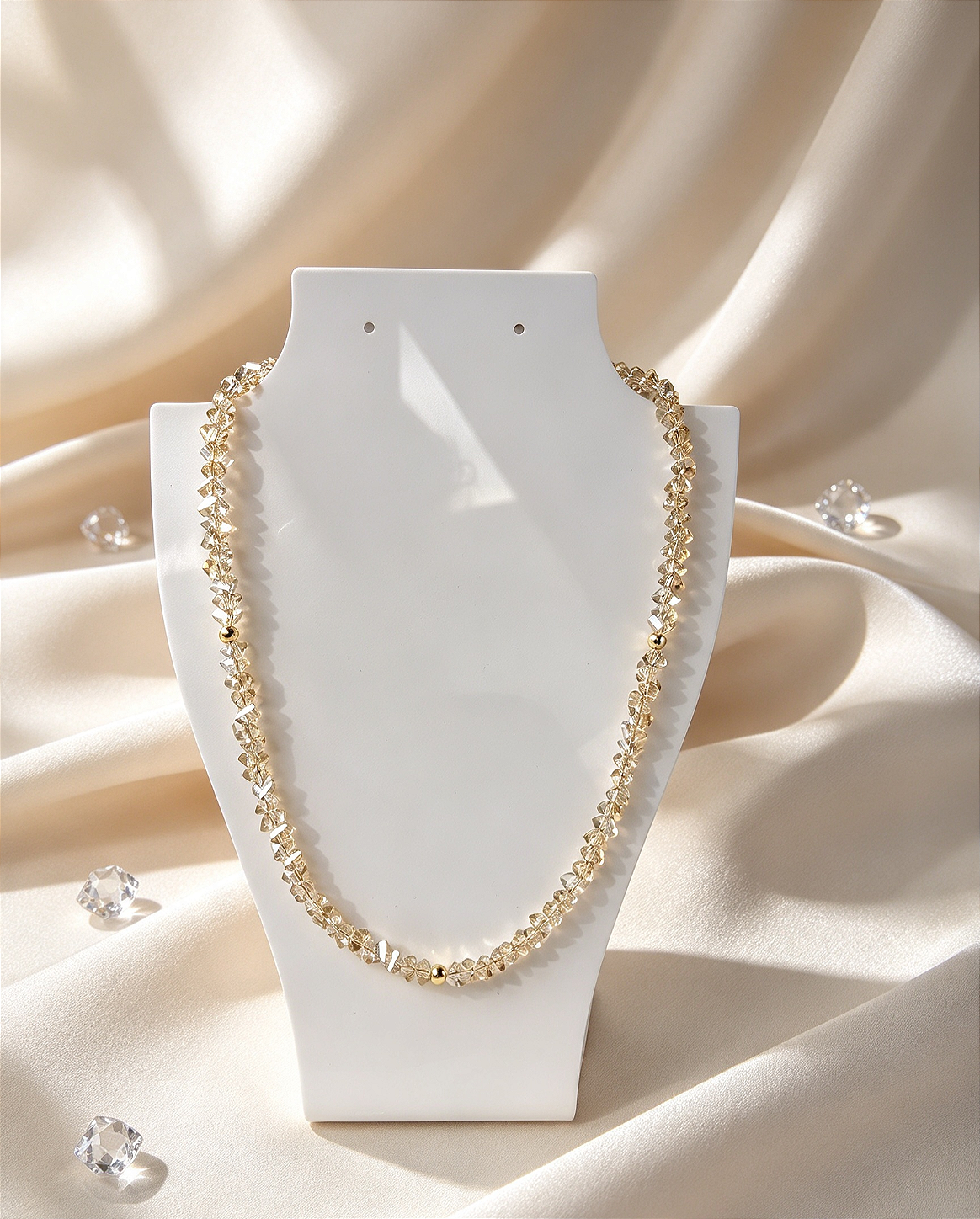 Colar (choker) cristal áurea lascas Champanhe