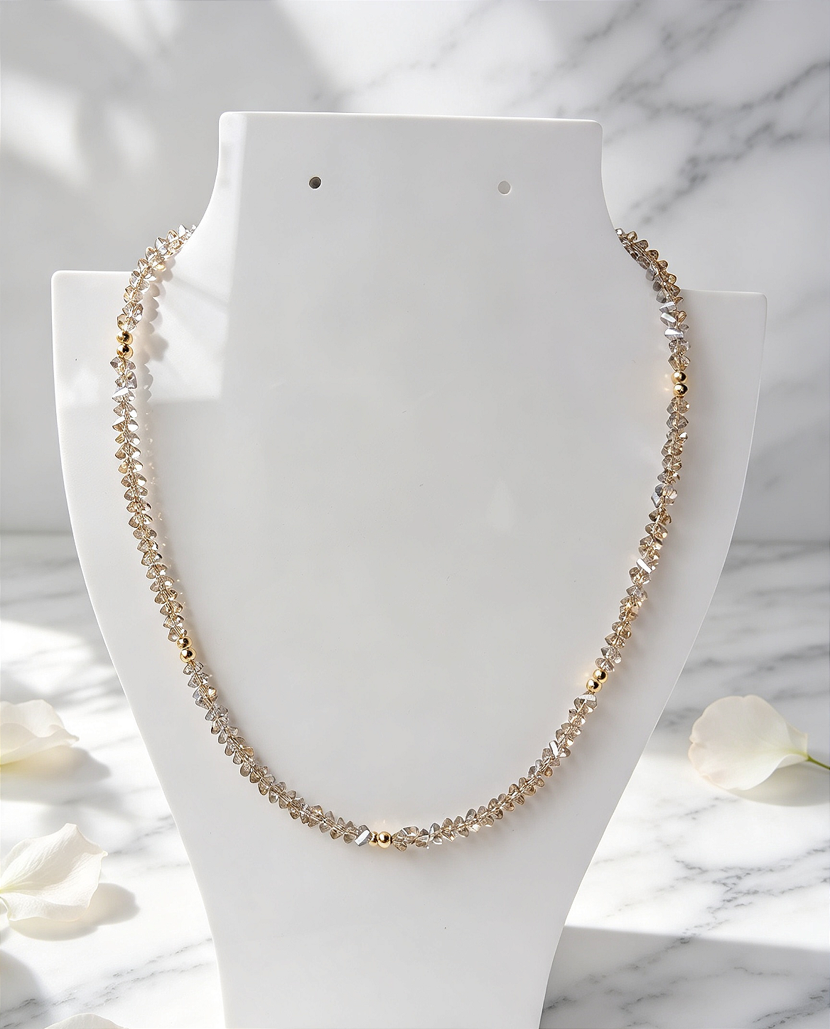Colar (choker) cristal áurea lascas Fumê