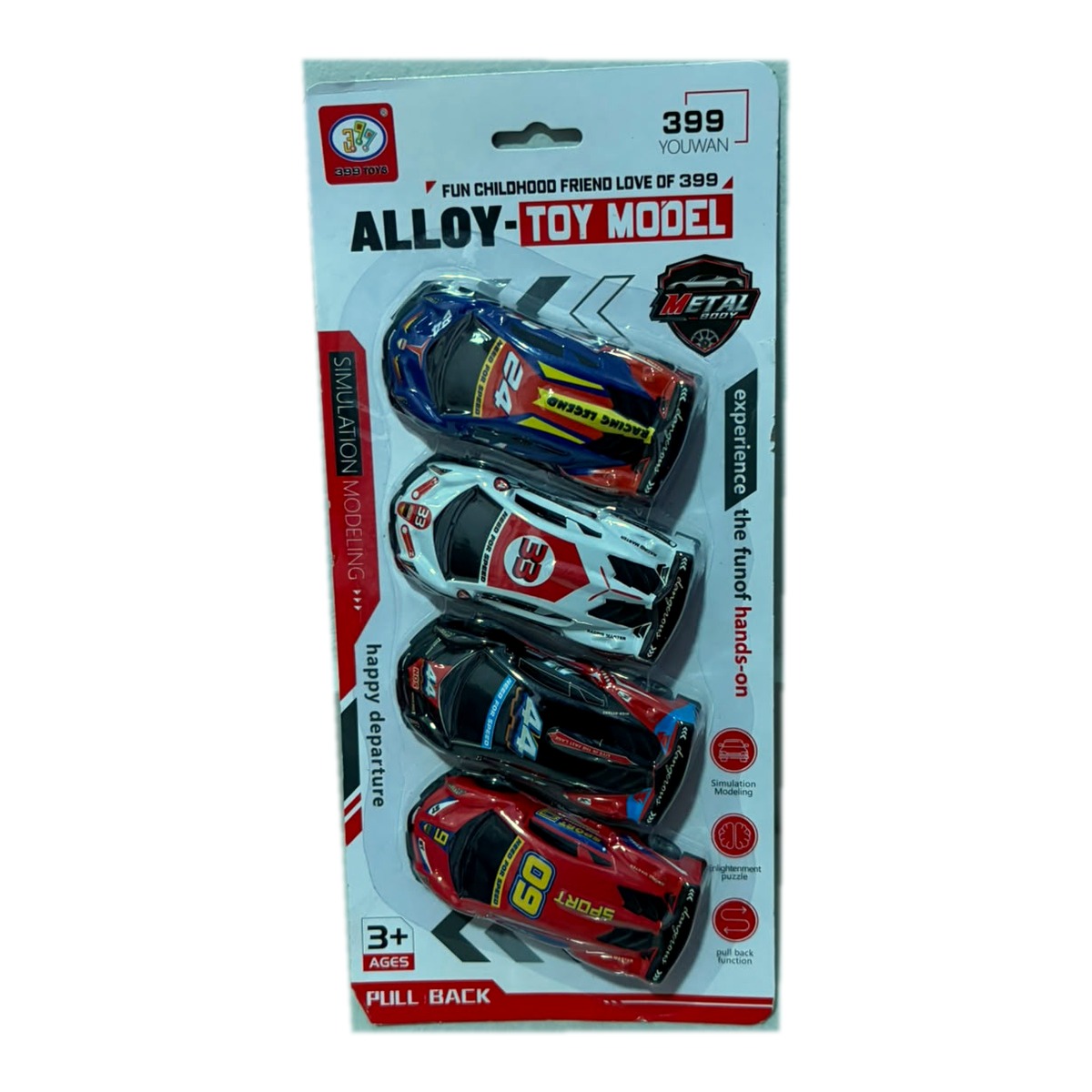 Kit 4 Carrinhos de Corrida Metal com Fricção