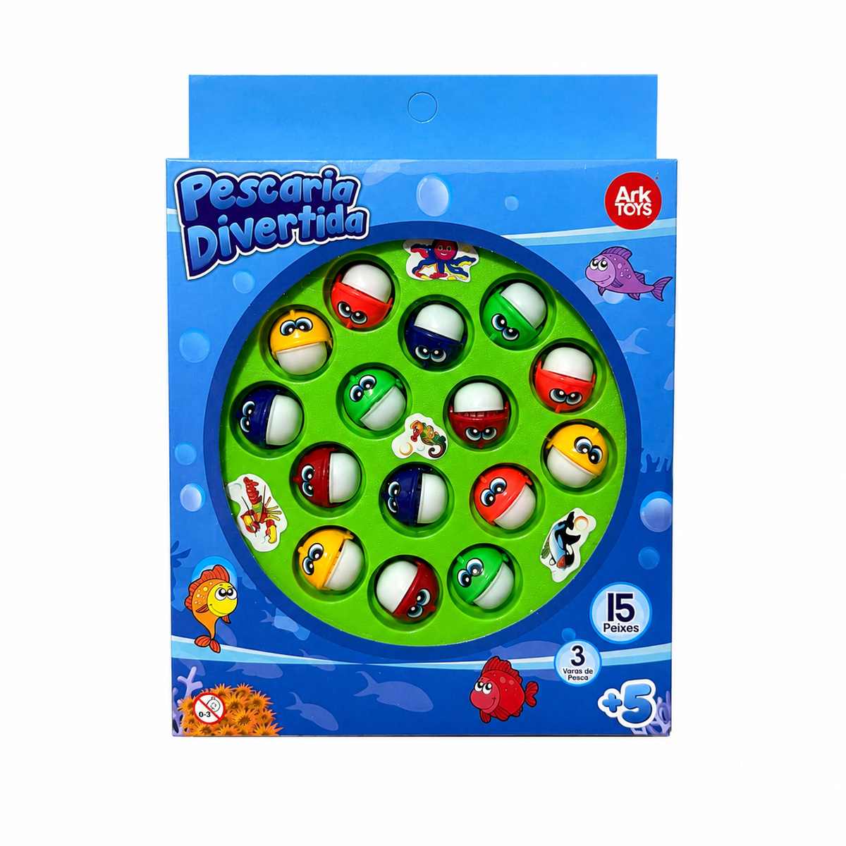 Pescaria Divertida com 15 Peixes e 3 Varas